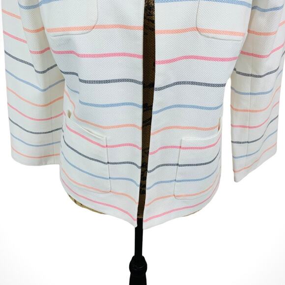 Talbots Womens White Striped Blazer Size 8 Petite Business Career NWT Multicolor - Picture 4 of 11